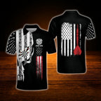 Custom Skull USA Flag Darts Men Polo Shirt, Custom Skull Darts Shirt