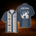 Custom Vintage Blue Bowling Hawaiian Shirt For Men Women, Custom Bowling Team Shirt Vintage