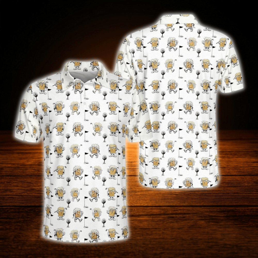 Funny Beer Men's Polo Golf Shirt, Beer Golf Shirt