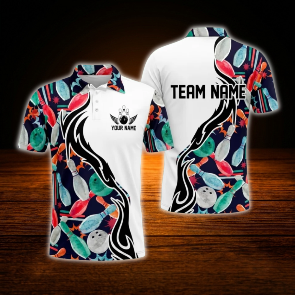Custom Team Mens Bowling Polo Shirts, Custom Team Bowling Shirts