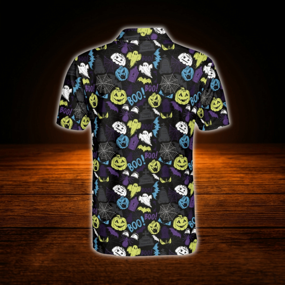 Pumpkin Ghost Halloween Golf Polo Men's, Halloween Golf Shirt