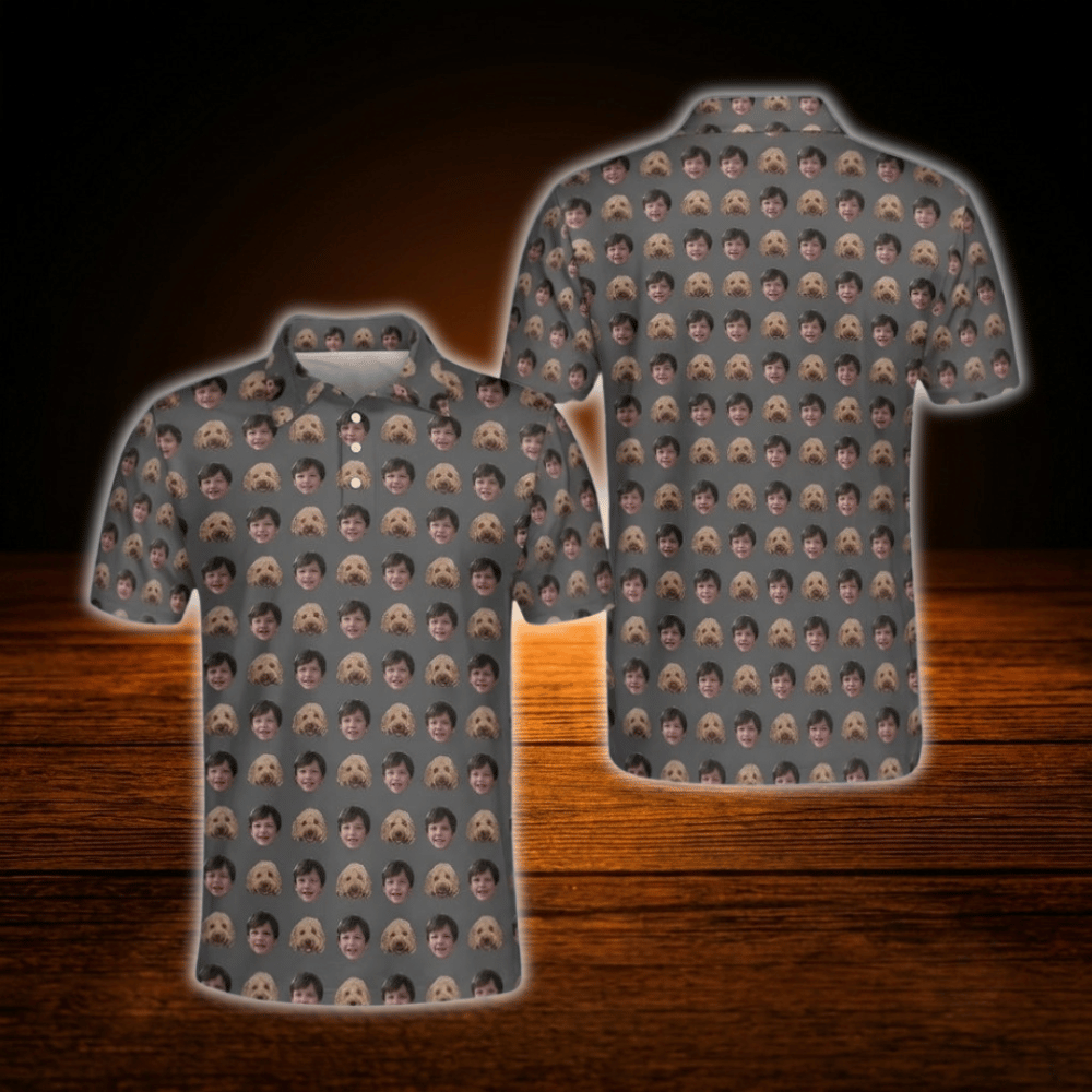 Custom Face Men's Polo Golf Shirt, Custom Photo Golf Shirt