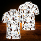 Men's Bigfoot Tropical Golf Polo Shirt, Sasquatch Bigfoot Golf Shirt