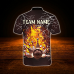Custom Fire Thunder Bowling Jersey Men, Custom Team Flame Bowling Shirt