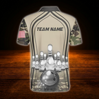 Custom Camoflage Mens Polo Bowling Shirts, Custom Camo Bowling Team Shirts
