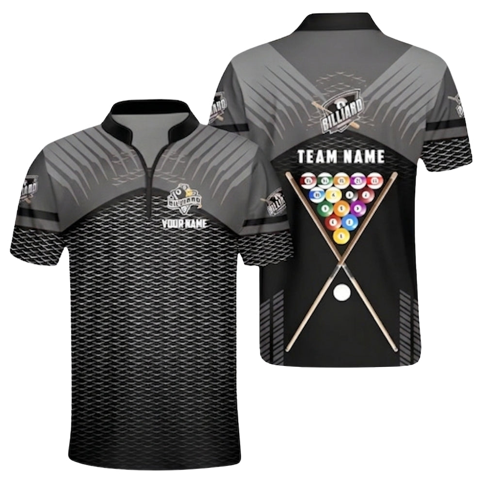 Custom Team Red And Grey Billiard Jersey Shirt Mens, Custom Billiards Pool Shirts BIZ0030