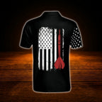 Custom Skull USA Flag Darts Men Polo Shirt, Custom Skull Darts Shirt