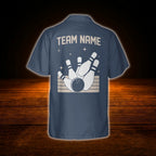 Custom Vintage Blue Bowling Hawaiian Shirt For Men Women, Custom Bowling Team Shirt Vintage