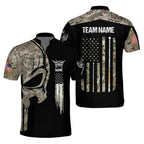 Custom Skull Camo Billiard Jersey For Men, Custom Skull Camo Patriotic Billiard Team Shirts BIZ0037