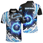 Custom Blue Thunder 8 Ball Billiard Polo Shirt For Men, Custom Thunder Billiard Team Shirts BIZ0031