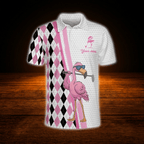 Custom Team Flamingo Argyle Golf Polo Shirt For Men, Custom Flamingo Golf Shirt