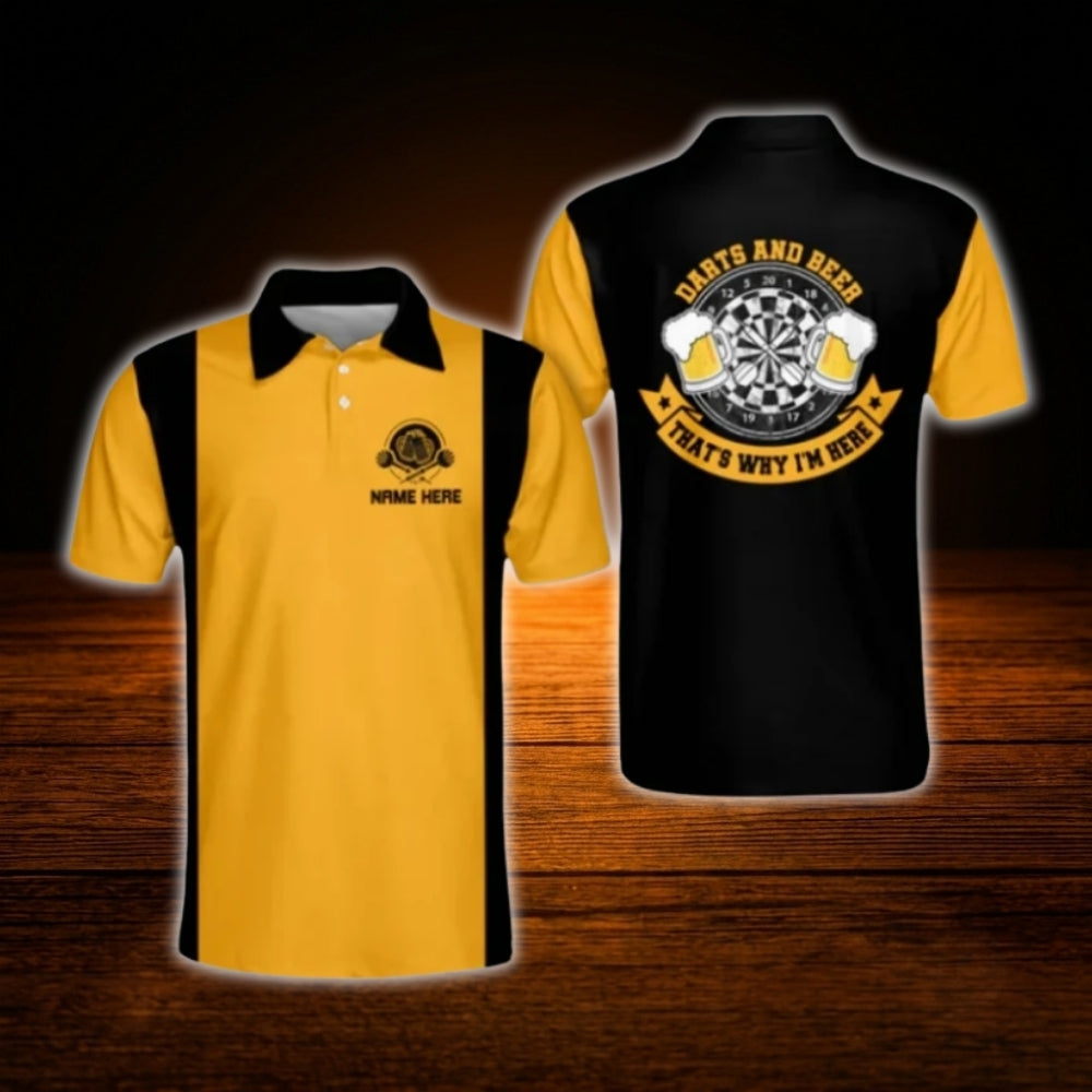 Darts And Beer That's Why I'm Here Custom Mens Dart Polo Shirt, Custom Beer Lover Dart Shirt