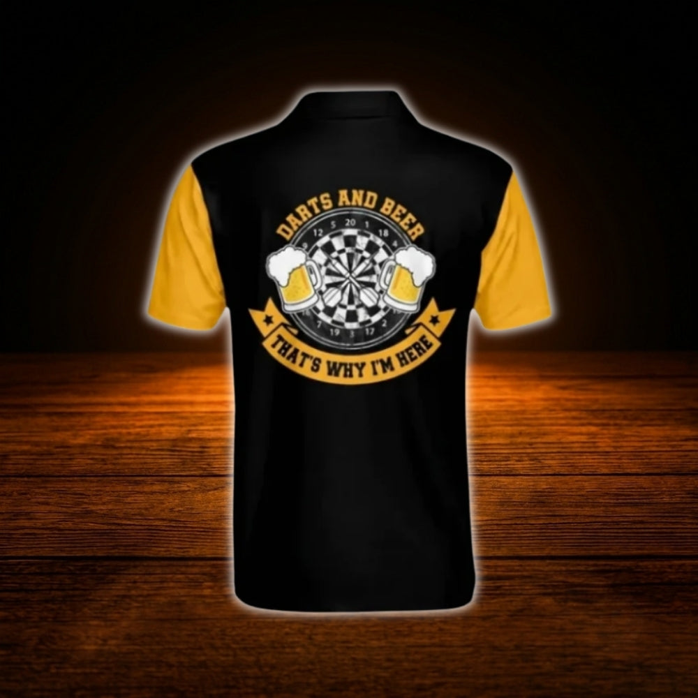 Darts And Beer That's Why I'm Here Custom Mens Dart Polo Shirt, Custom Beer Lover Dart Shirt