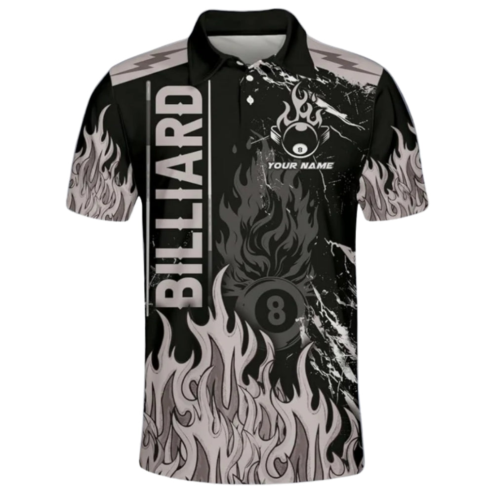 Custom Men's Flame Billiard Polo Shirt, Custom Flame Billiard Team Shirts BIZ0034