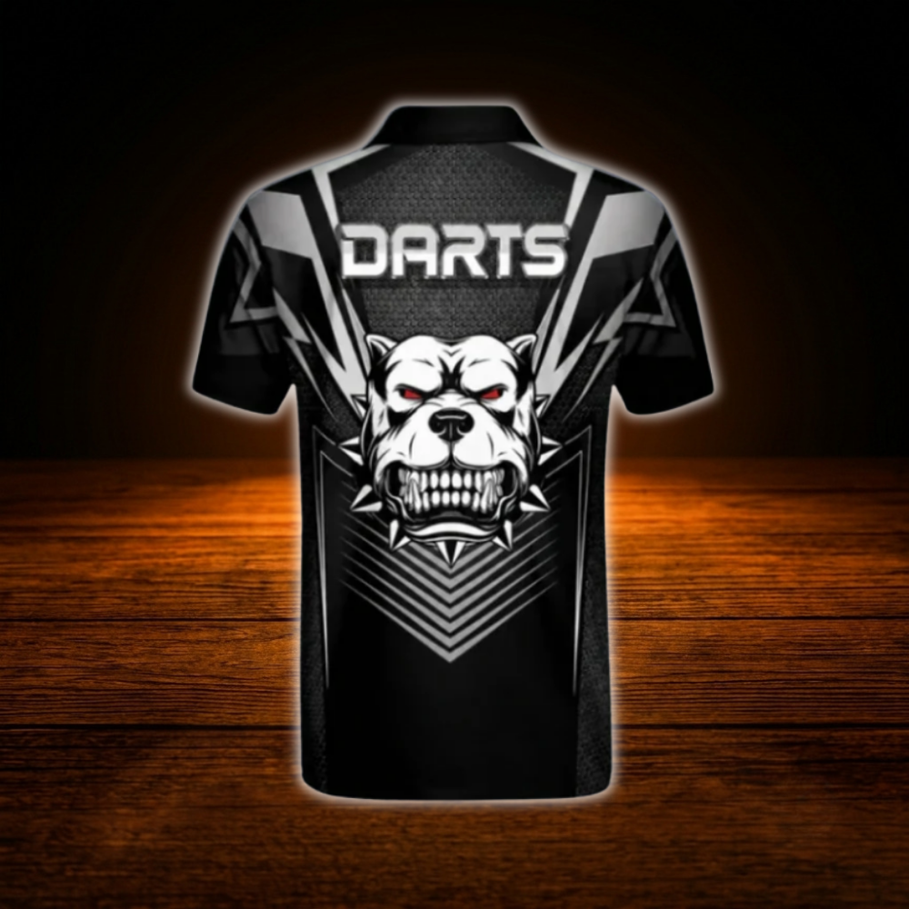 Custom Bulldog Darts Men Polo Shirt Black, Custom Bulldog Darts Team Shirt