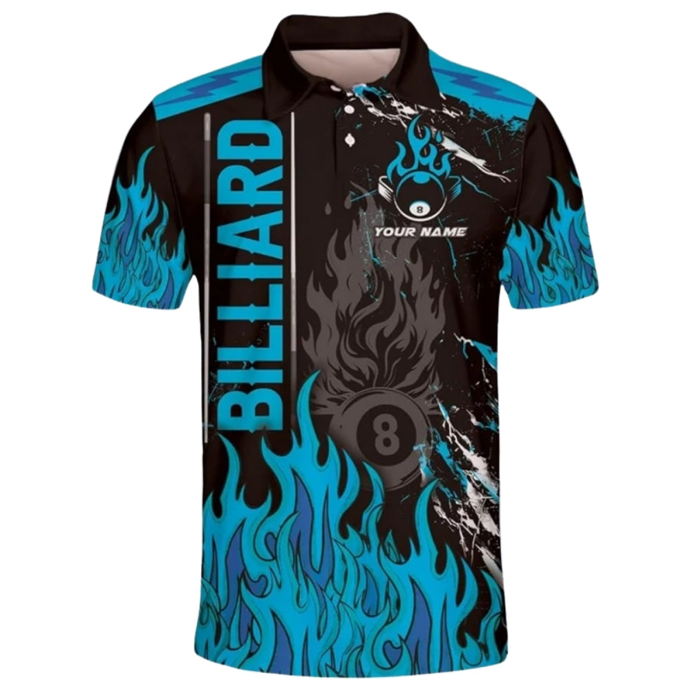 Custom Men's Flame Billiard Polo Shirt, Custom Flame Billiard Team Shirts BIZ0034