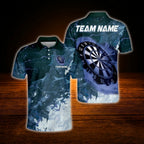 Custom Team Blue Darts Polo Shirt For Men, Custom Darts Team Shirt