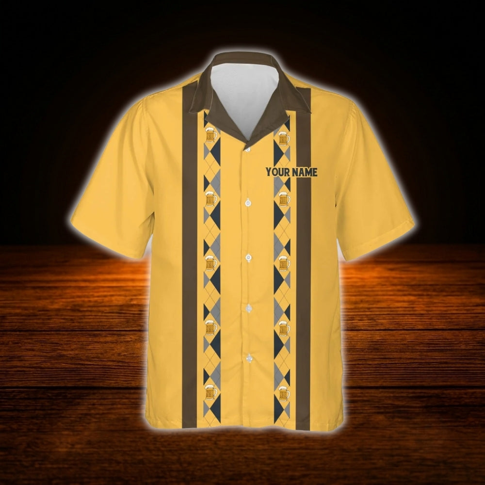 Custom Here For The Beer Vintage Bowling Hawaiian Shirt, Custom Beer Bowling Shirt