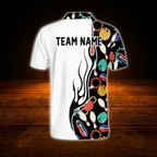 Custom Team Colorful Pins Bowling Polo Shirt, Men's Custom Bowling Shirt
