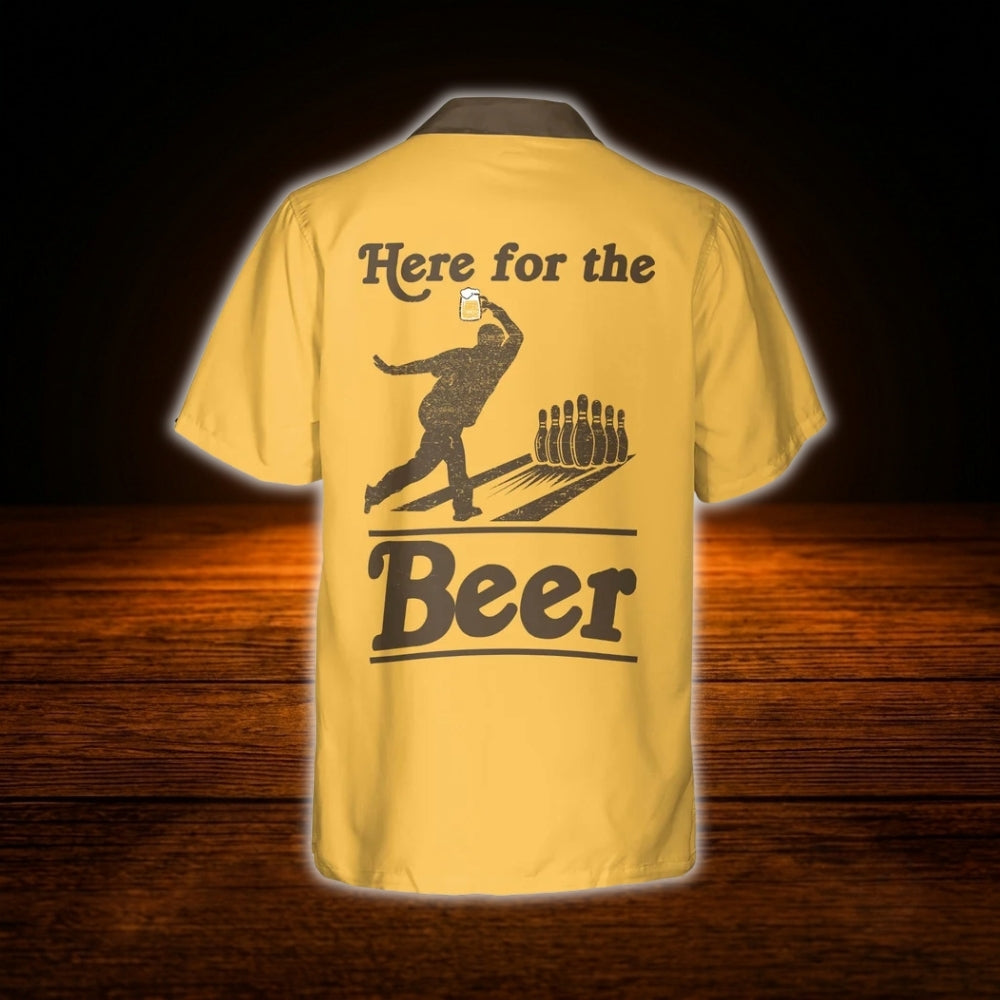 Custom Here For The Beer Vintage Bowling Hawaiian Shirt, Custom Beer Bowling Shirt