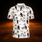 Men's Bigfoot Tropical Golf Polo Shirt, Sasquatch Bigfoot Golf Shirt