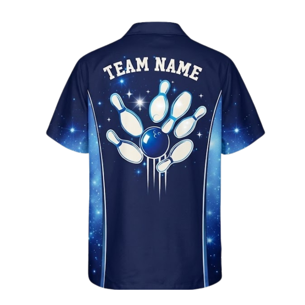 Custom Team Blue Bowling Hawaiian Shirt Mens, Custom Bowling Shirts BZ0383