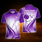 Custom Cyan Team Bowling Mens Polo Shirts, Custom Team Bowling Shirts