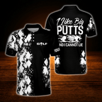 Custom I Like Big Putts And I Cannot Lie Black Argyle Polo Golf Shirts For Men, Custom Funny Golf Saying Shirts