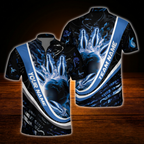 Custom Blue Flame Bowling Jersey For Men, Custom Flame Bowling Team Shirt