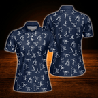 Navy Stickfigures  Golf Polo Shirts For Women, Funny Golf Shirts For Ladies