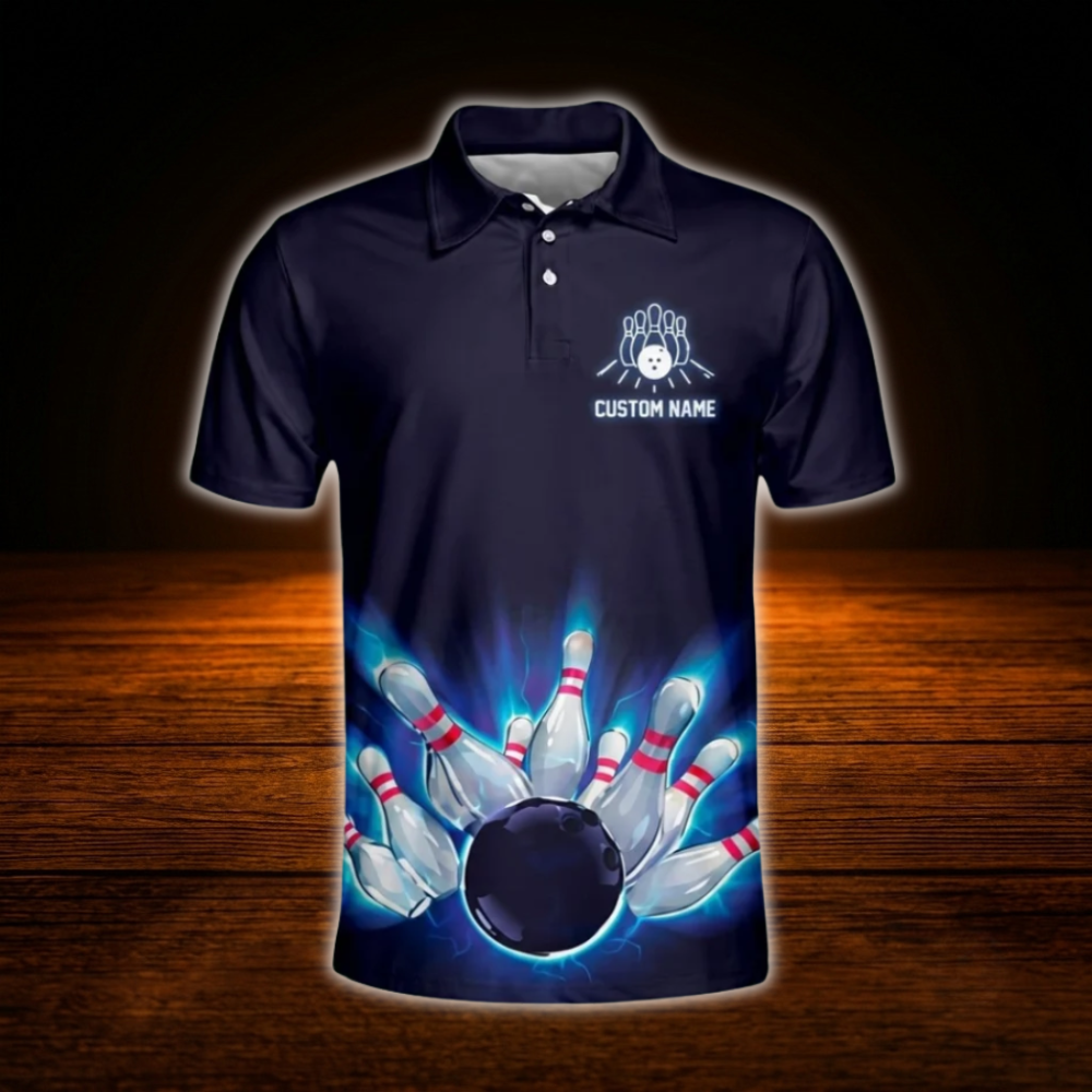 Custom My Bowling Technique Bowling Polo Shirts Mens, Custom Funny Bowling Shirts