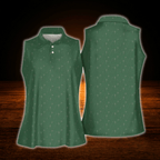 Green Golf Pattern Women's Sleeveless Golf Shirt, Golf Shirt For Ladies