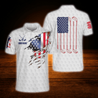 Custom American Flag Golf Polo Shirt For Men, Custom Patriotic Golf Shirts