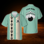Custom Vintage Men Bowling Hawaiian Shirt Blue Beige, Custom Vintage Bowling Shirt For Team
