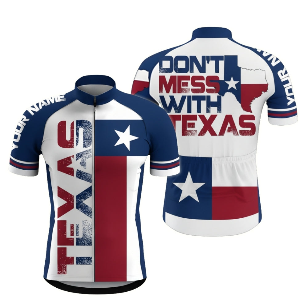 Custom Don't Mess With Texas Cycling Short Sleeve Jersey Mens, Custom Texas Flag Cycling Jerseys CZ0057