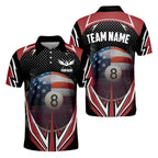 Custom American Flag 8 Ball Billiard Polo Shirts Mens, Custom Patriotic Billiard Team Shirts BIZ0064