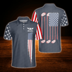 Custom American Flag Navy Polo Golf Shirt For Men, Custom Patriotic Golf Shirt