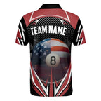 Custom American Flag 8 Ball Billiard Polo Shirts Mens, Custom Patriotic Billiard Team Shirts BIZ0064