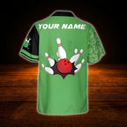 Custom Team Green And Black Bowling Hawaiian Shirt, Custom Bowling Team Shirt