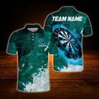 Custom Team Blue Darts Polo Shirt For Men, Custom Darts Team Shirt
