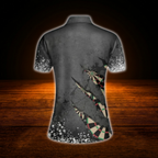 Women's Custom Grey Darts Polo Shirt, Custom Name Darts Player Shirt For Ladies