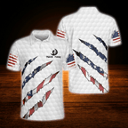 Personalized America Flag Polo Golf Shirt For Men, Custom Patriotic Golf Shirt