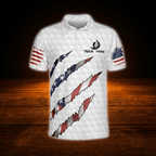 Personalized America Flag Polo Golf Shirt For Men, Custom Patriotic Golf Shirt