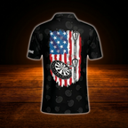 Custom USA Flag Darts Polo Shirt For Men Black, Custom Patriotic Darts Shirt Team