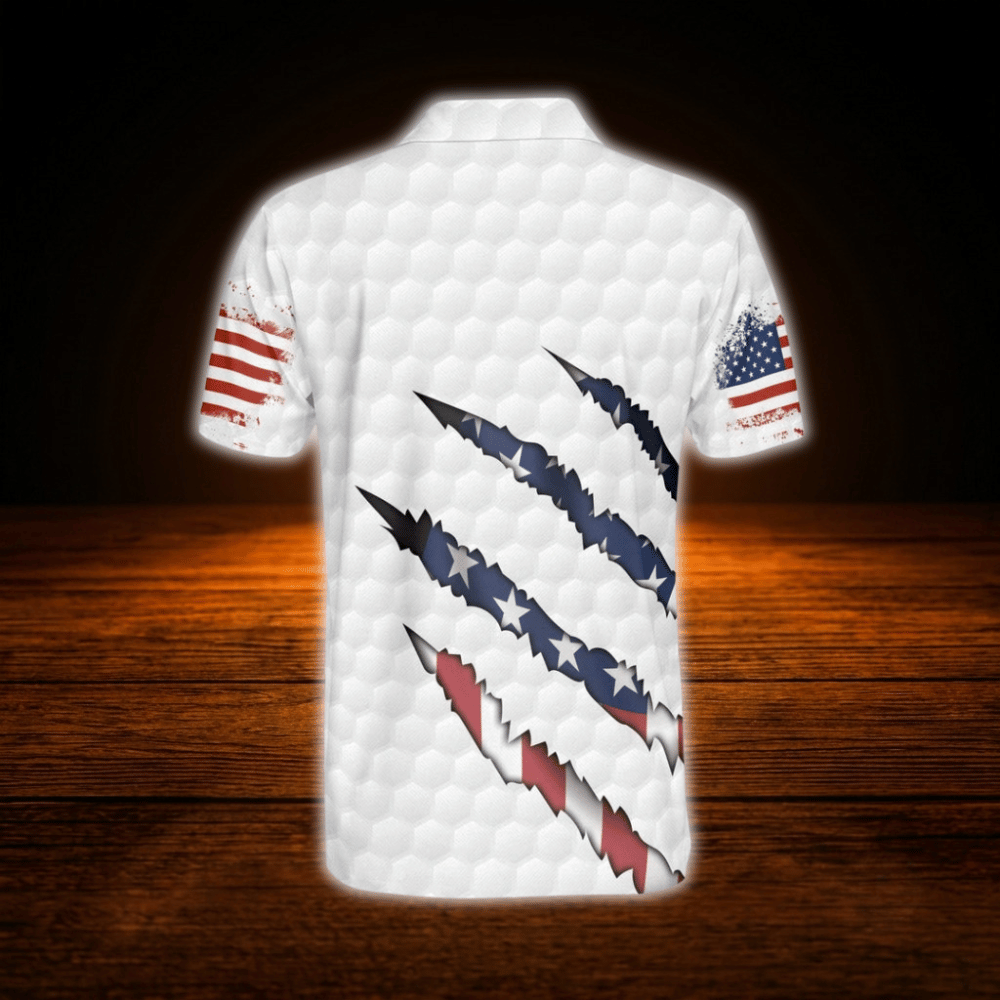 Personalized America Flag Polo Golf Shirt For Men, Custom Patriotic Golf Shirt