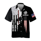 Custom Skull American Flag Billiard Hawaiian Shirt Mens, Custom Skull Patriotic Billiard Team Shirts BIE0013