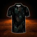 Pineapple Men's Black Polo Golf Shirts, Pineapple Golf Shirts