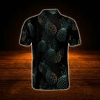 Pineapple Men's Black Polo Golf Shirts, Pineapple Golf Shirts