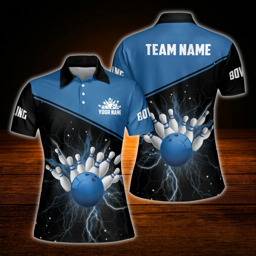 Custom Thunder Red Black Polo Bowling Shirts Women, Custom Thunder Bowling Team Shirts For Women