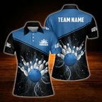 Custom Thunder Red Black Polo Bowling Shirts Women, Custom Thunder Bowling Team Shirts For Women